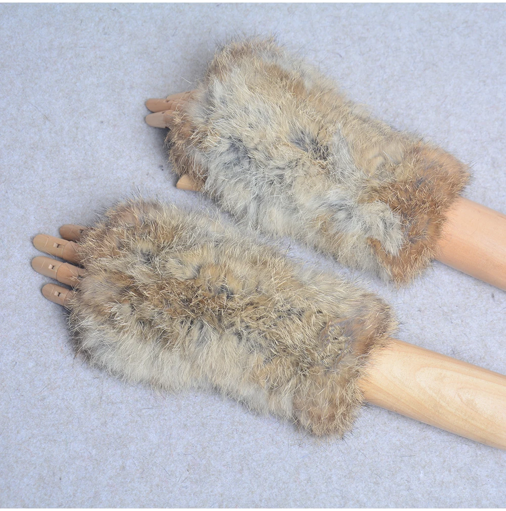 New Style Winter Girl Natural Real Rex Rabbit Fur Gloves Good Elastic Knitted Rabbit Fur Mittens Lady Real Rex Rabbit Fur Gloves