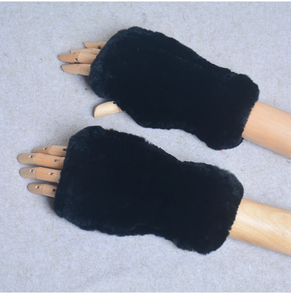 New Style Winter Girl Natural Real Rex Rabbit Fur Gloves Good Elastic Knitted Rabbit Fur Mittens Lady Real Rex Rabbit Fur Gloves