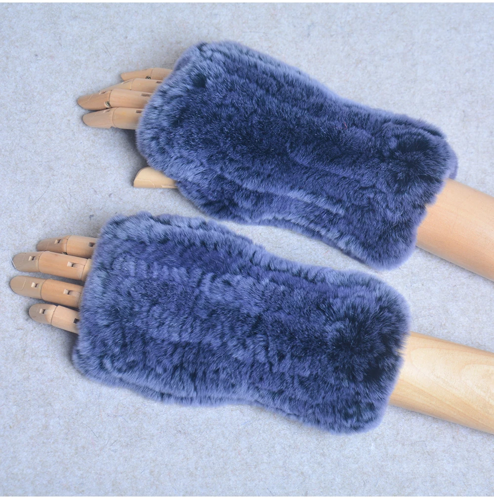 New Style Winter Girl Natural Real Rex Rabbit Fur Gloves Good Elastic Knitted Rabbit Fur Mittens Lady Real Rex Rabbit Fur Gloves