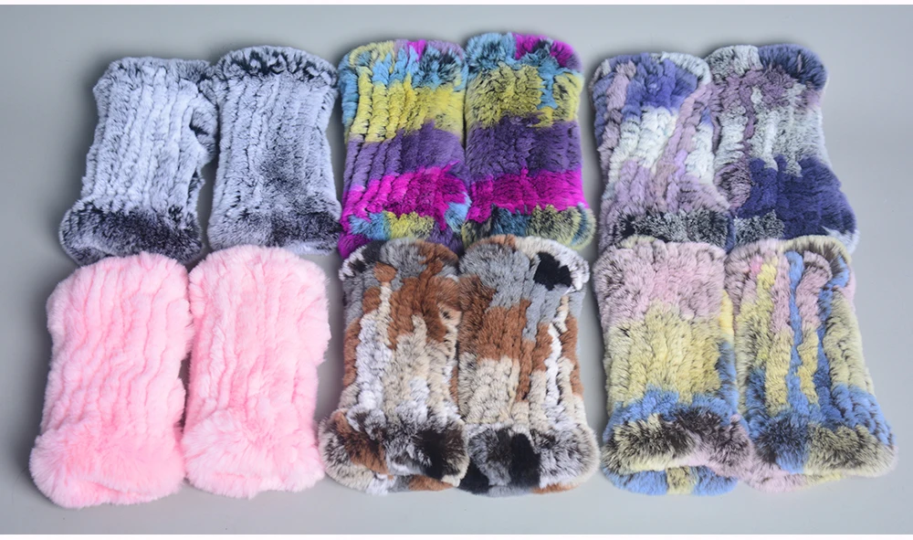 New Style Winter Girl Natural Real Rex Rabbit Fur Gloves Good Elastic Knitted Rabbit Fur Mittens Lady Real Rex Rabbit Fur Gloves