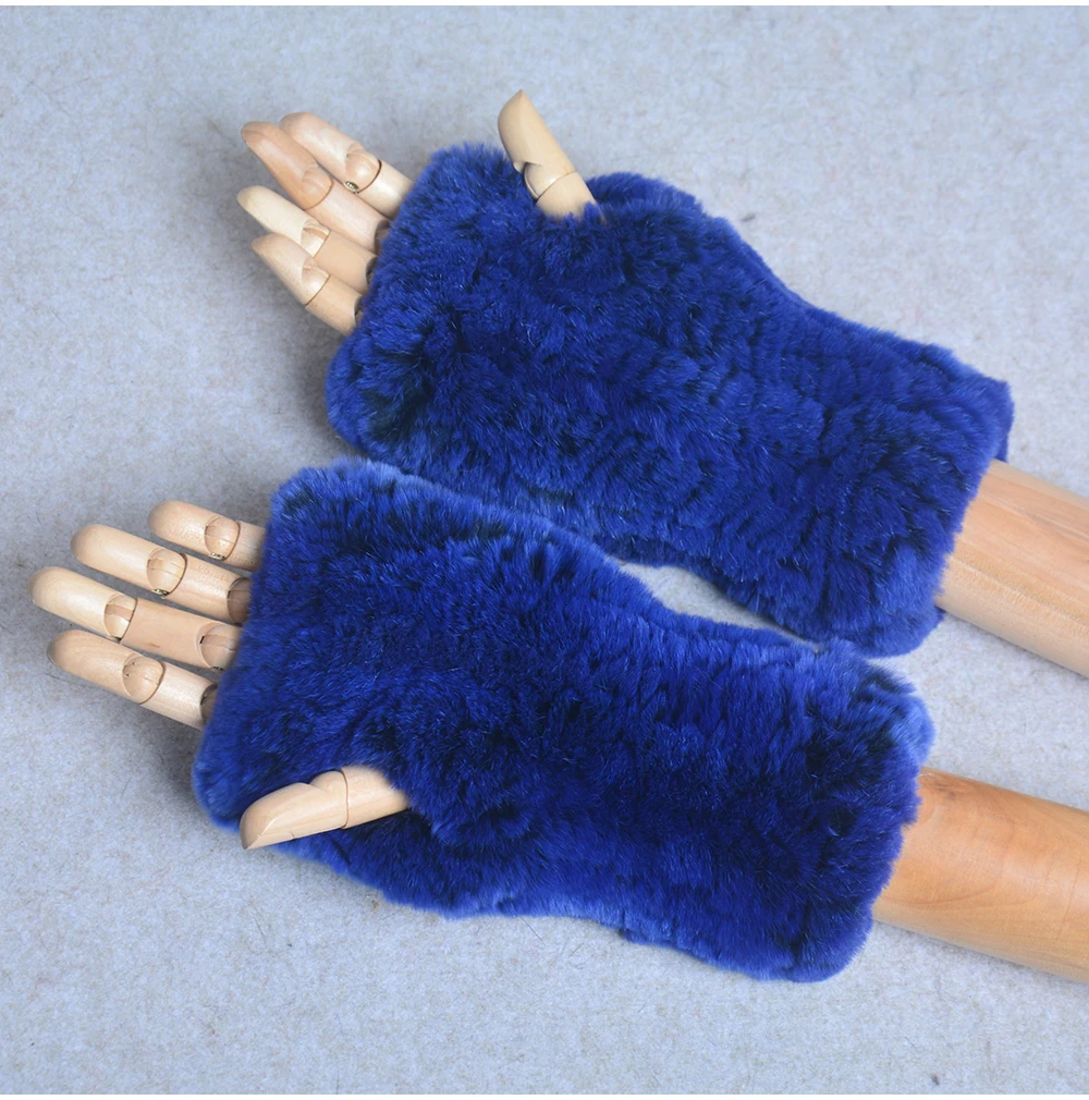 New Style Winter Girl Natural Real Rex Rabbit Fur Gloves Good Elastic Knitted Rabbit Fur Mittens Lady Real Rex Rabbit Fur Gloves