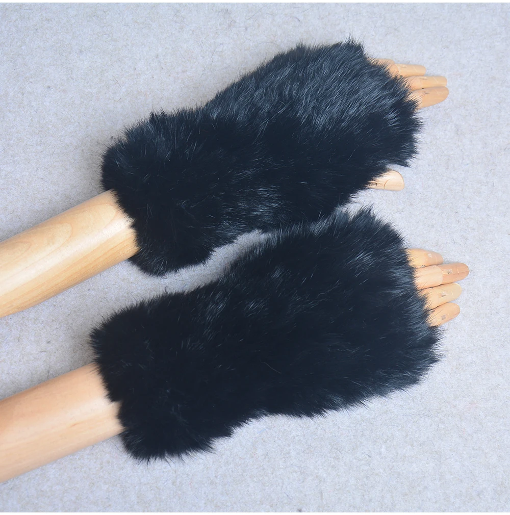 New Style Winter Girl Natural Real Rex Rabbit Fur Gloves Good Elastic Knitted Rabbit Fur Mittens Lady Real Rex Rabbit Fur Gloves