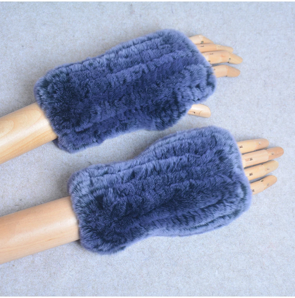 New Style Winter Girl Natural Real Rex Rabbit Fur Gloves Good Elastic Knitted Rabbit Fur Mittens Lady Real Rex Rabbit Fur Gloves