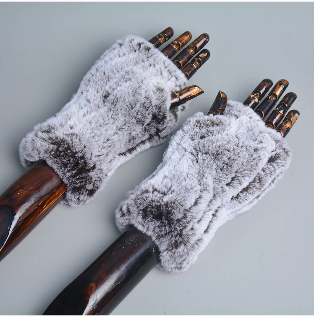 New Style Winter Girl Natural Real Rex Rabbit Fur Gloves Good Elastic Knitted Rabbit Fur Mittens Lady Real Rex Rabbit Fur Gloves