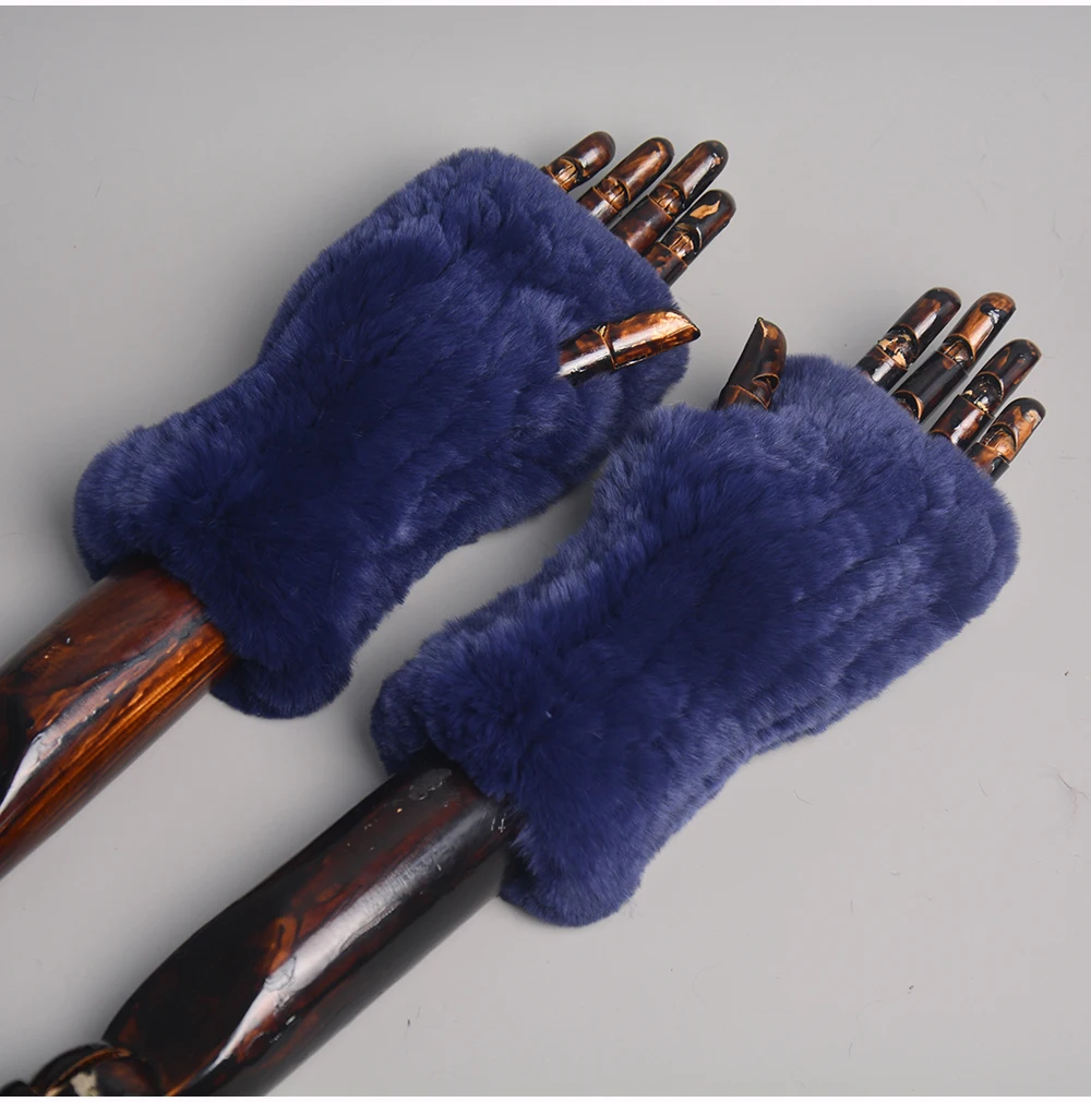 New Style Winter Girl Natural Real Rex Rabbit Fur Gloves Good Elastic Knitted Rabbit Fur Mittens Lady Real Rex Rabbit Fur Gloves