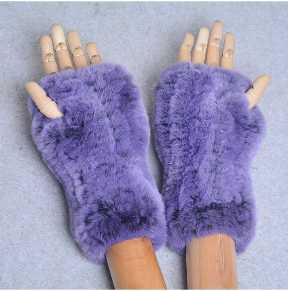 New Style Winter Girl Natural Real Rex Rabbit Fur Gloves Good Elastic Knitted Rabbit Fur Mittens Lady Real Rex Rabbit Fur Gloves
