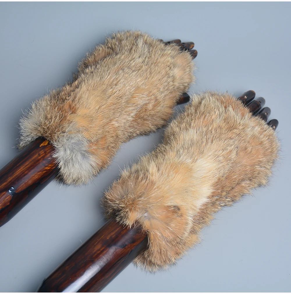 New Style Winter Girl Natural Real Rex Rabbit Fur Gloves Good Elastic Knitted Rabbit Fur Mittens Lady Real Rex Rabbit Fur Gloves
