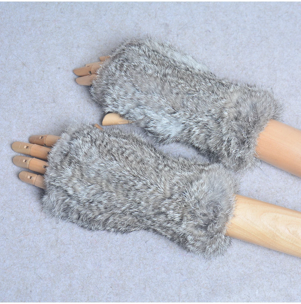 New Style Winter Girl Natural Real Rex Rabbit Fur Gloves Good Elastic Knitted Rabbit Fur Mittens Lady Real Rex Rabbit Fur Gloves
