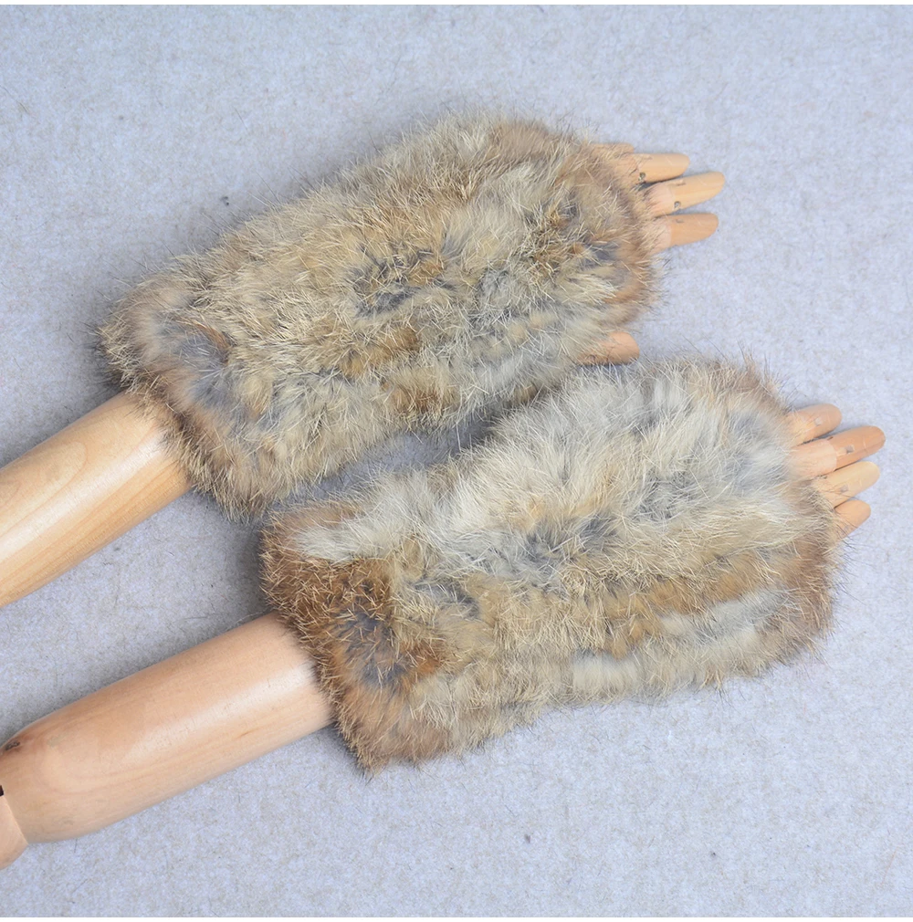 New Style Winter Girl Natural Real Rex Rabbit Fur Gloves Good Elastic Knitted Rabbit Fur Mittens Lady Real Rex Rabbit Fur Gloves