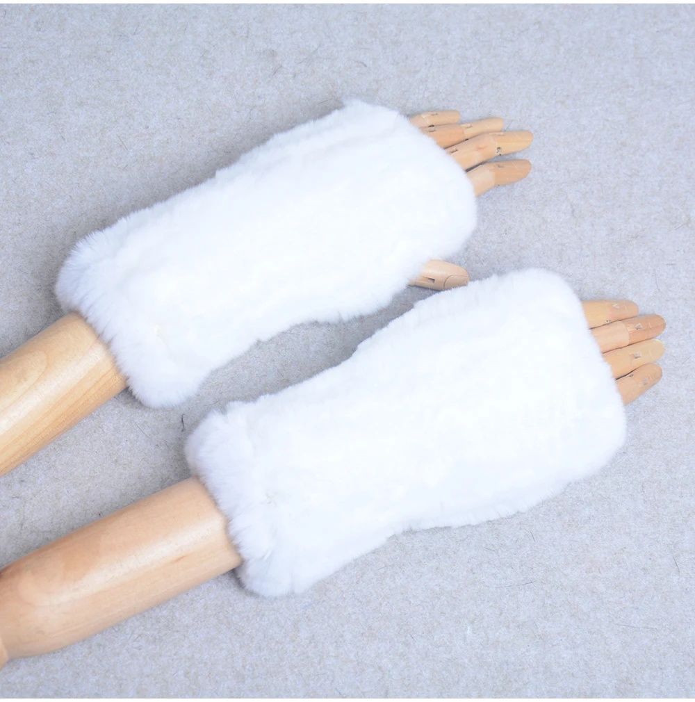 New Style Winter Girl Natural Real Rex Rabbit Fur Gloves Good Elastic Knitted Rabbit Fur Mittens Lady Real Rex Rabbit Fur Gloves