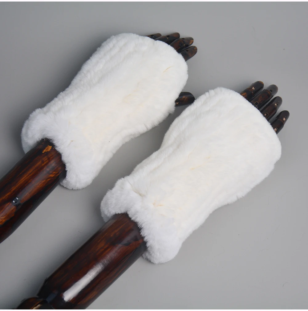 New Style Winter Girl Natural Real Rex Rabbit Fur Gloves Good Elastic Knitted Rabbit Fur Mittens Lady Real Rex Rabbit Fur Gloves