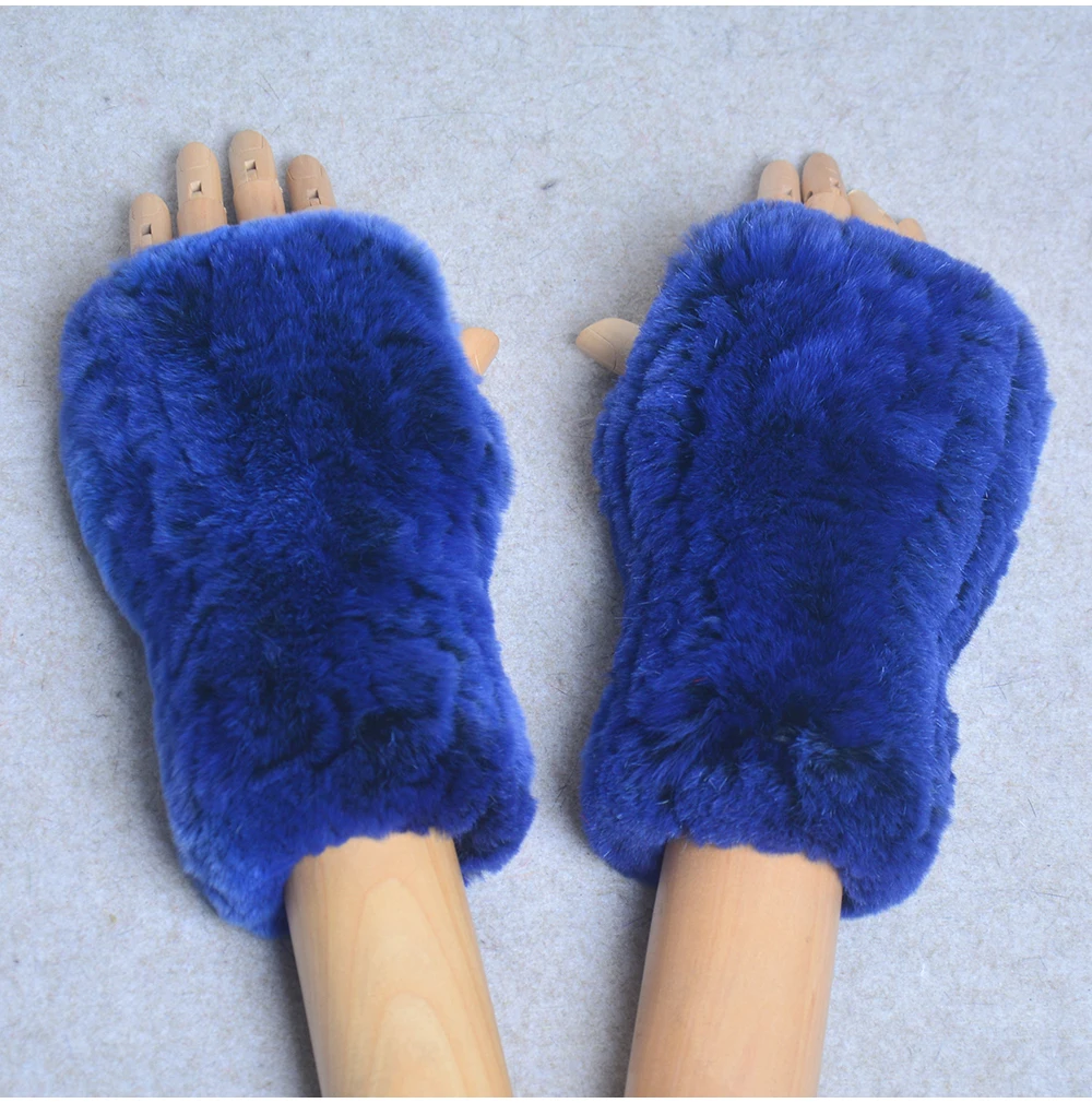 New Style Winter Girl Natural Real Rex Rabbit Fur Gloves Good Elastic Knitted Rabbit Fur Mittens Lady Real Rex Rabbit Fur Gloves