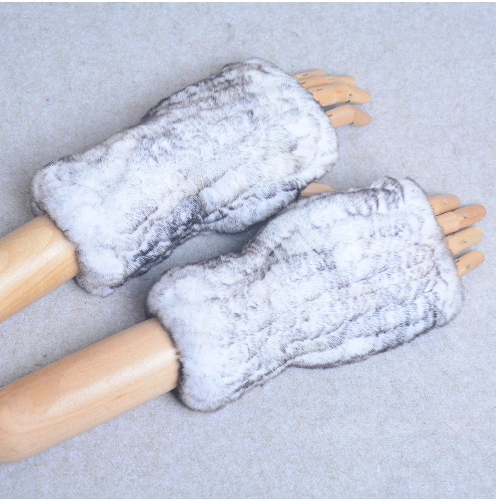 New Style Winter Girl Natural Real Rex Rabbit Fur Gloves Good Elastic Knitted Rabbit Fur Mittens Lady Real Rex Rabbit Fur Gloves