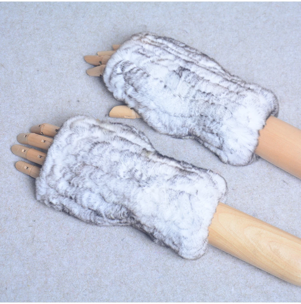 New Style Winter Girl Natural Real Rex Rabbit Fur Gloves Good Elastic Knitted Rabbit Fur Mittens Lady Real Rex Rabbit Fur Gloves