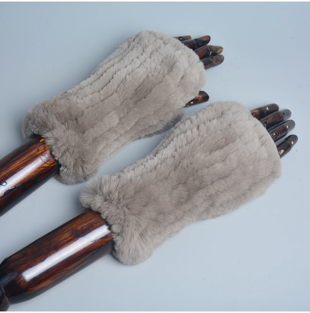 New Style Winter Girl Natural Real Rex Rabbit Fur Gloves Good Elastic Knitted Rabbit Fur Mittens Lady Real Rex Rabbit Fur Gloves