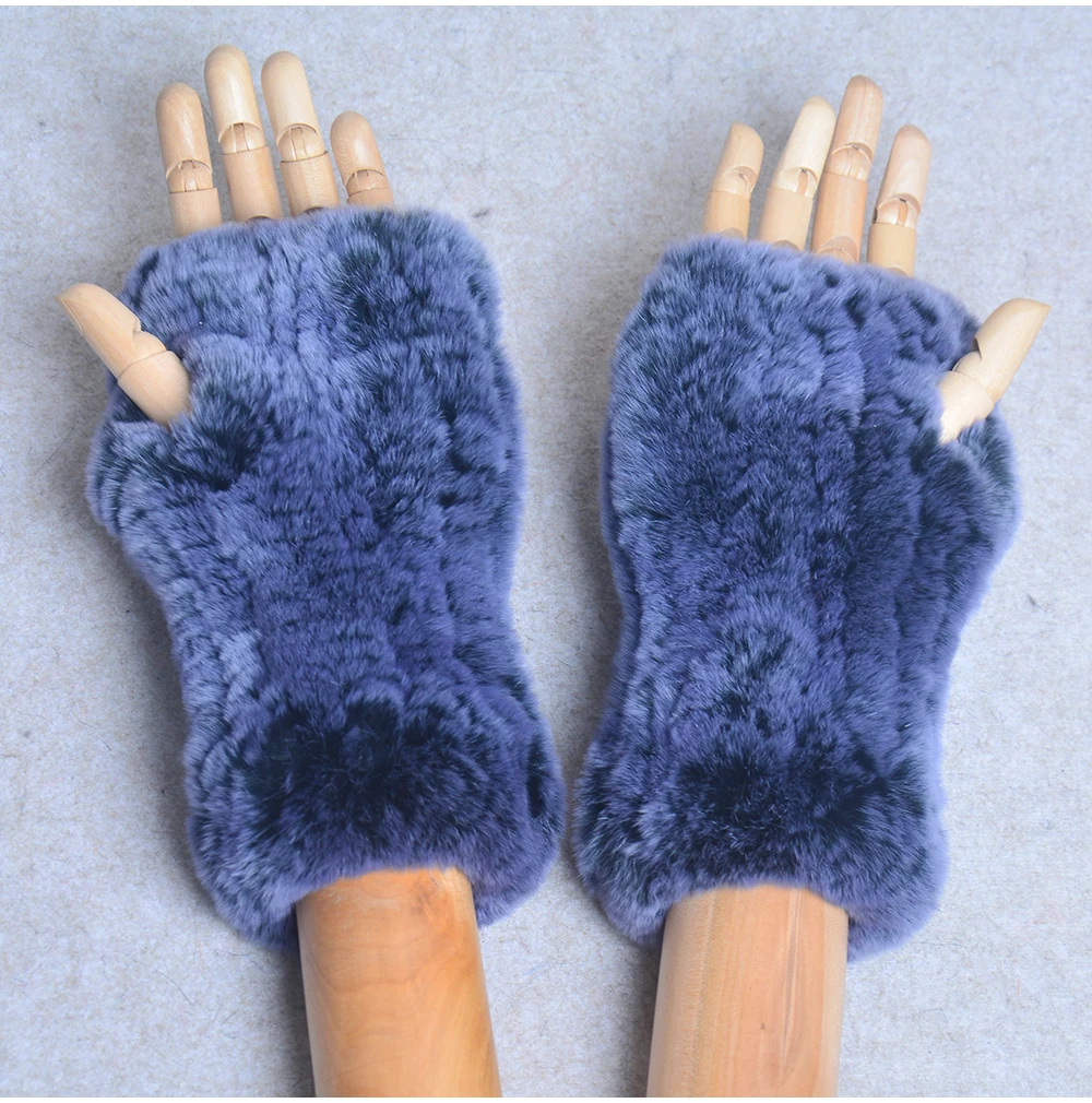 New Style Winter Girl Natural Real Rex Rabbit Fur Gloves Good Elastic Knitted Rabbit Fur Mittens Lady Real Rex Rabbit Fur Gloves