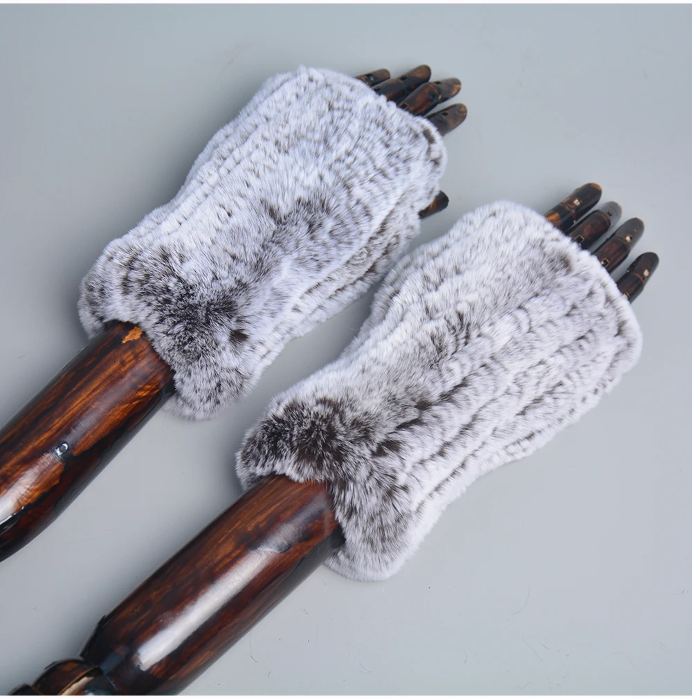 New Style Winter Girl Natural Real Rex Rabbit Fur Gloves Good Elastic Knitted Rabbit Fur Mittens Lady Real Rex Rabbit Fur Gloves