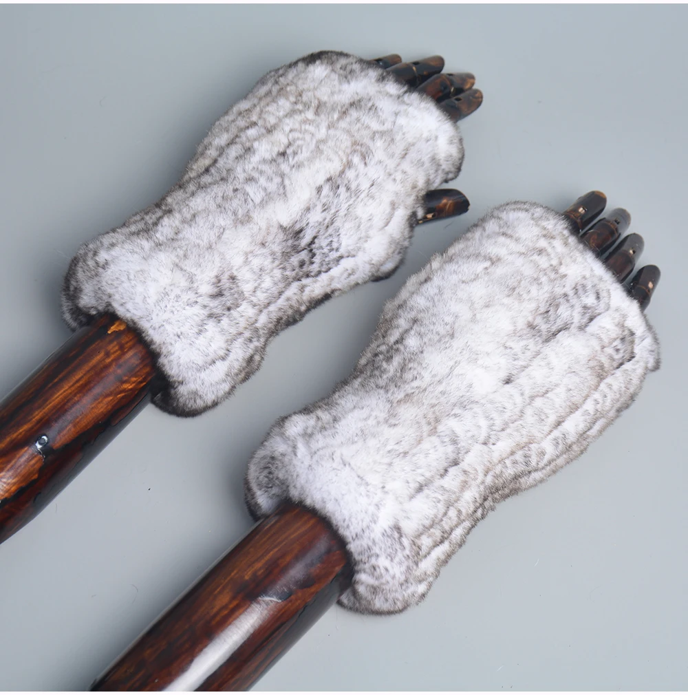 New Style Winter Girl Natural Real Rex Rabbit Fur Gloves Good Elastic Knitted Rabbit Fur Mittens Lady Real Rex Rabbit Fur Gloves