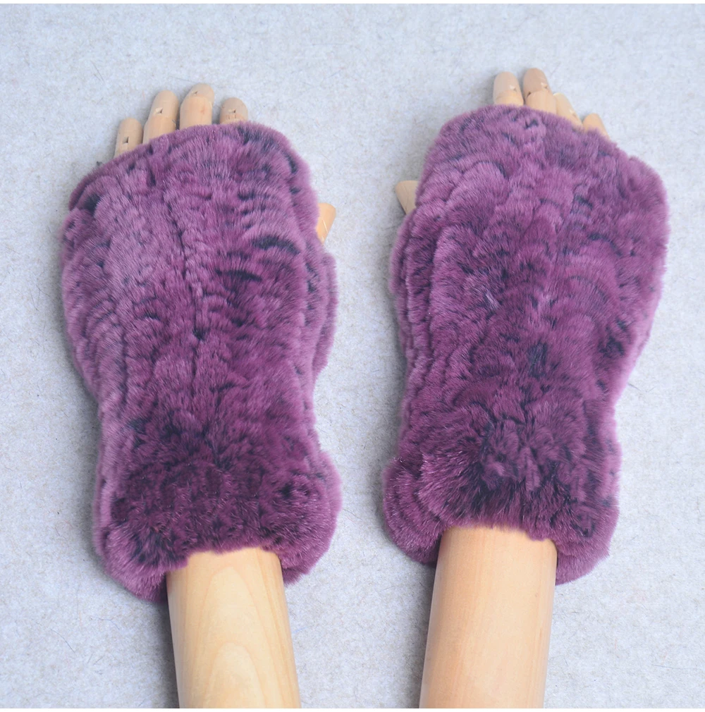 New Style Winter Girl Natural Real Rex Rabbit Fur Gloves Good Elastic Knitted Rabbit Fur Mittens Lady Real Rex Rabbit Fur Gloves