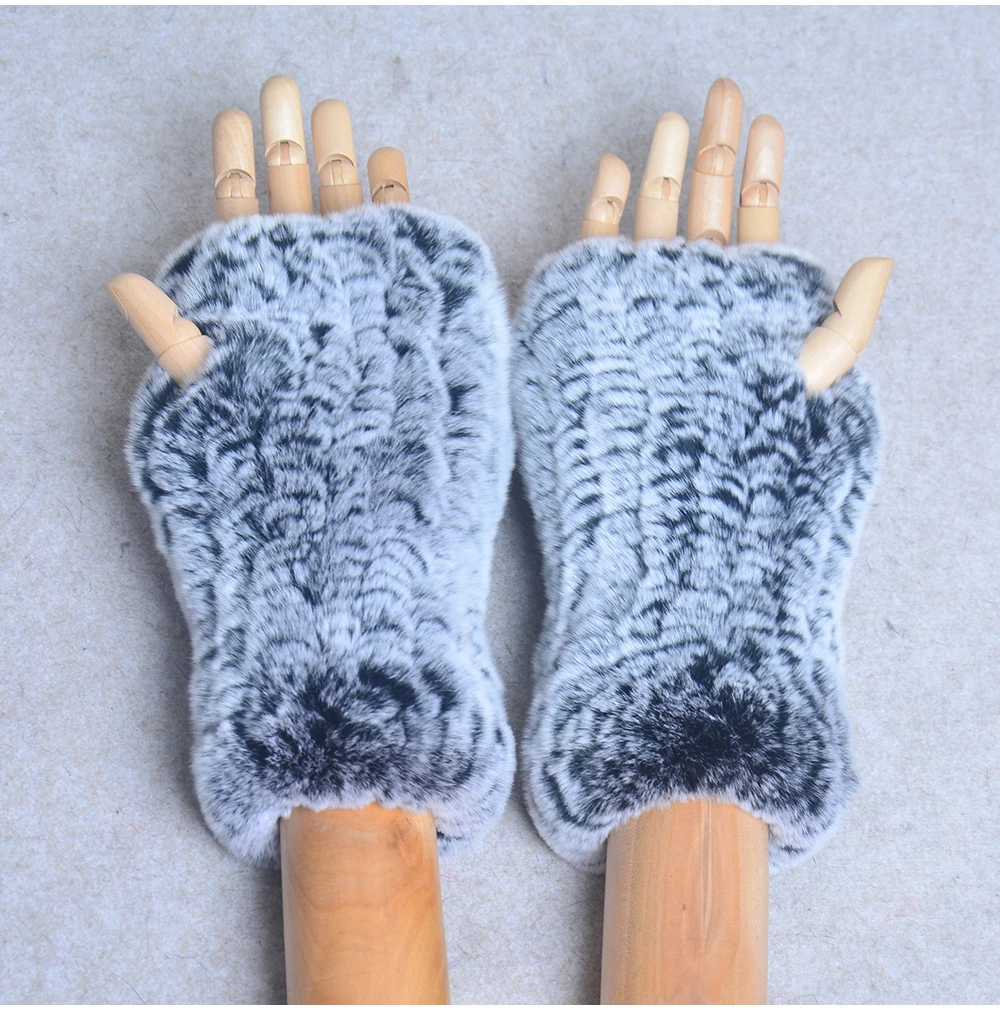 New Style Winter Girl Natural Real Rex Rabbit Fur Gloves Good Elastic Knitted Rabbit Fur Mittens Lady Real Rex Rabbit Fur Gloves