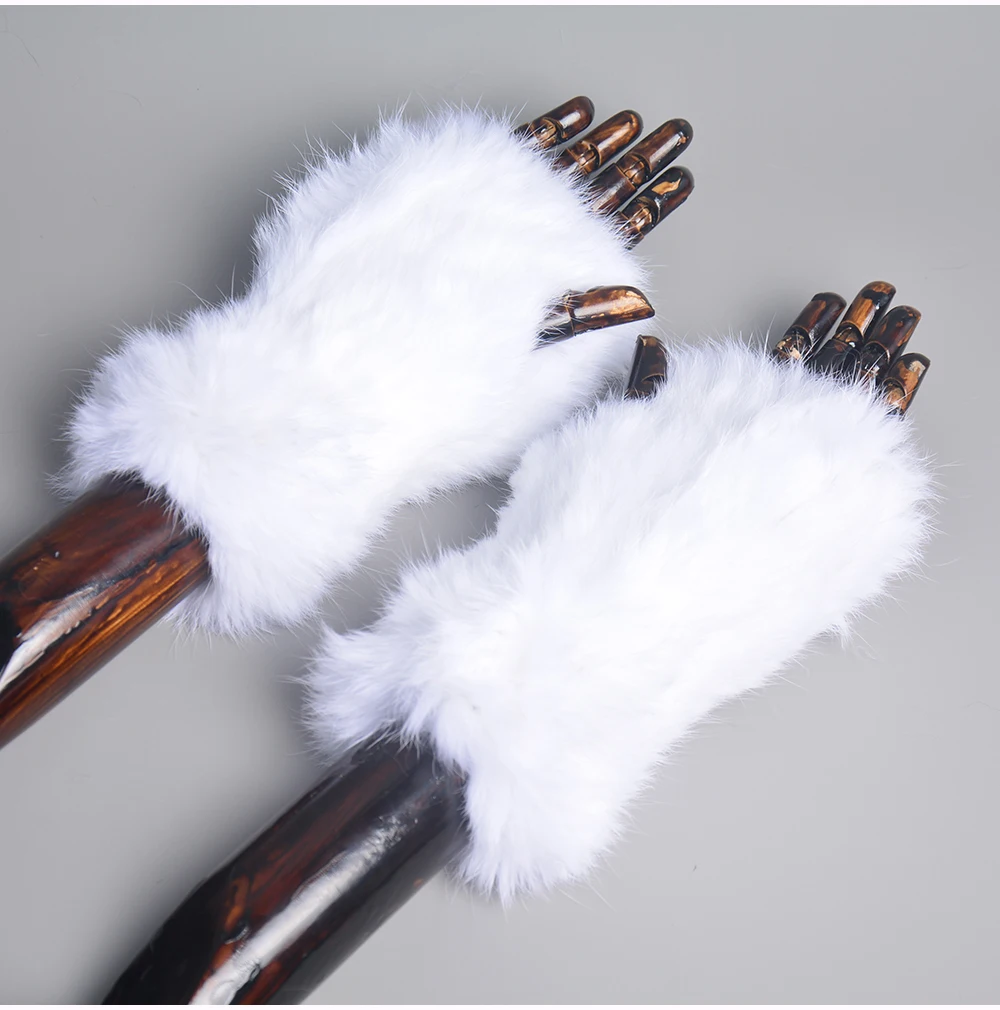 New Style Winter Girl Natural Real Rex Rabbit Fur Gloves Good Elastic Knitted Rabbit Fur Mittens Lady Real Rex Rabbit Fur Gloves