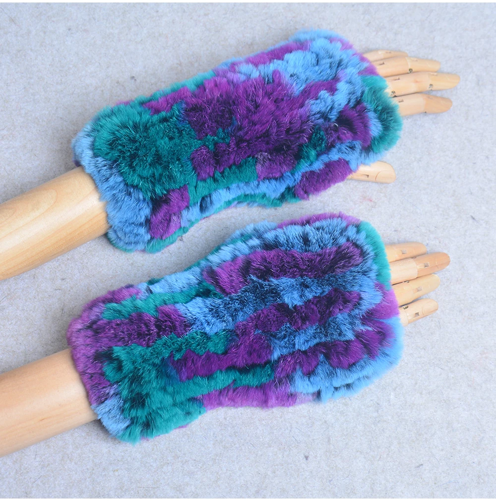 New Style Winter Girl Natural Real Rex Rabbit Fur Gloves Good Elastic Knitted Rabbit Fur Mittens Lady Real Rex Rabbit Fur Gloves