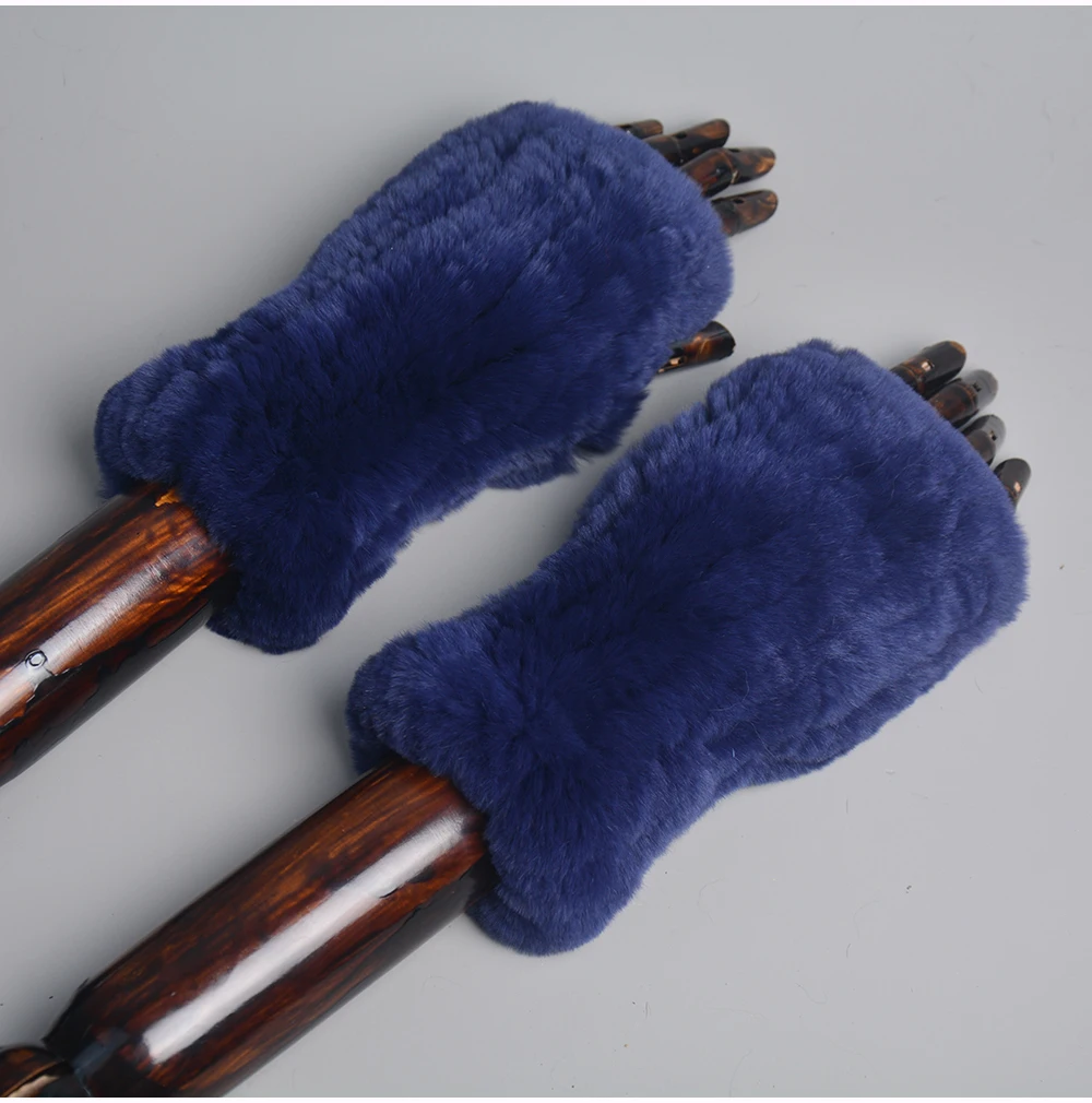 New Style Winter Girl Natural Real Rex Rabbit Fur Gloves Good Elastic Knitted Rabbit Fur Mittens Lady Real Rex Rabbit Fur Gloves