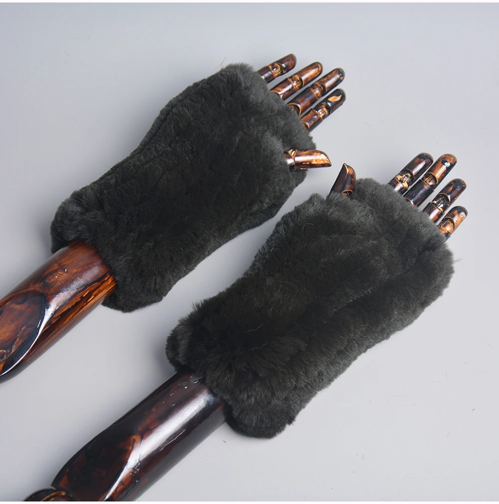 New Style Winter Girl Natural Real Rex Rabbit Fur Gloves Good Elastic Knitted Rabbit Fur Mittens Lady Real Rex Rabbit Fur Gloves
