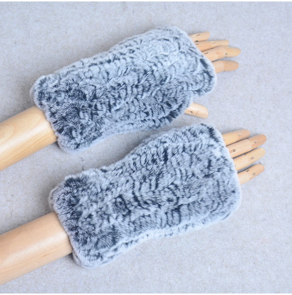 New Style Winter Girl Natural Real Rex Rabbit Fur Gloves Good Elastic Knitted Rabbit Fur Mittens Lady Real Rex Rabbit Fur Gloves