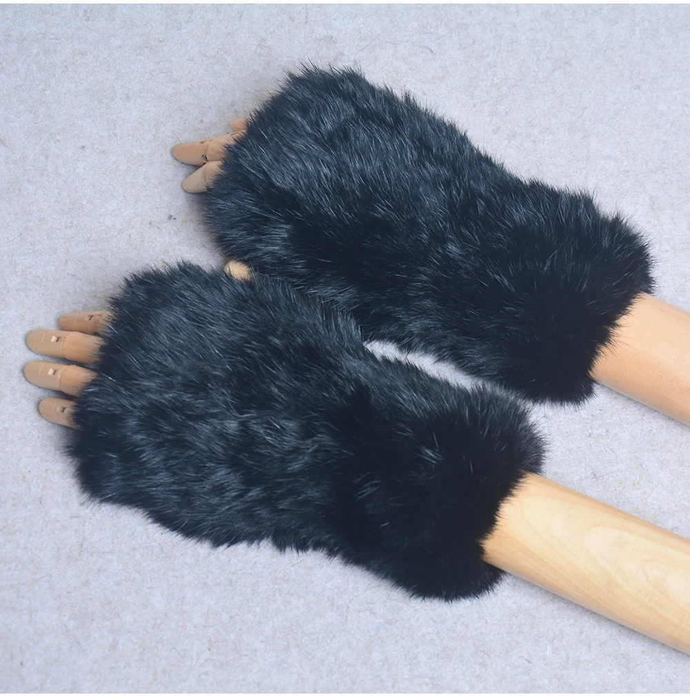 New Style Winter Girl Natural Real Rex Rabbit Fur Gloves Good Elastic Knitted Rabbit Fur Mittens Lady Real Rex Rabbit Fur Gloves
