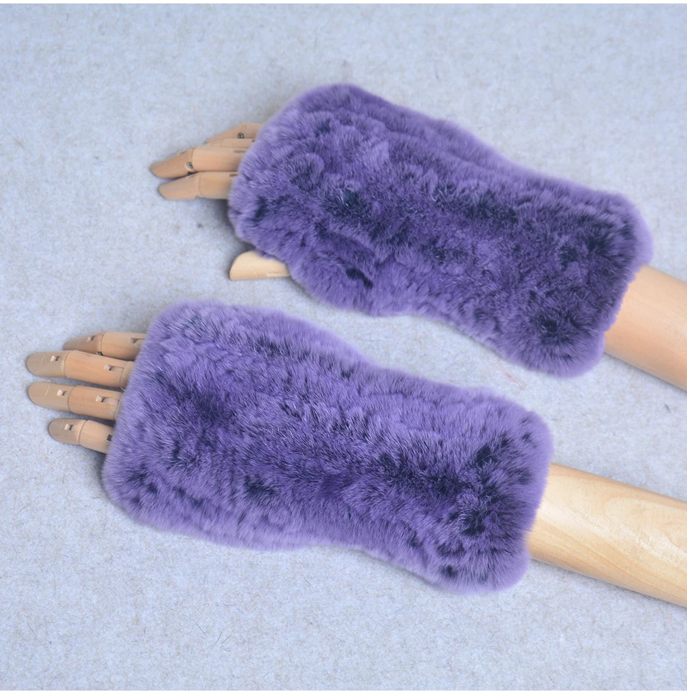 New Style Winter Girl Natural Real Rex Rabbit Fur Gloves Good Elastic Knitted Rabbit Fur Mittens Lady Real Rex Rabbit Fur Gloves