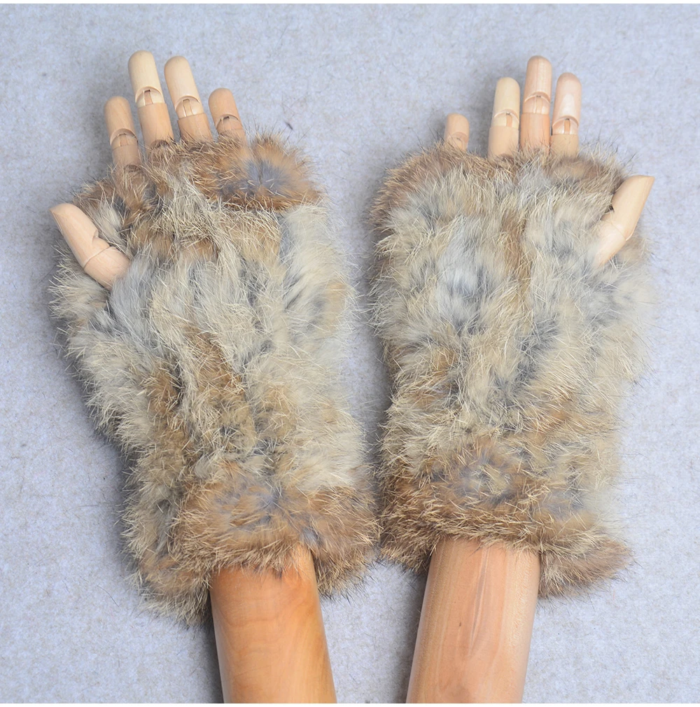New Style Winter Girl Natural Real Rex Rabbit Fur Gloves Good Elastic Knitted Rabbit Fur Mittens Lady Real Rex Rabbit Fur Gloves