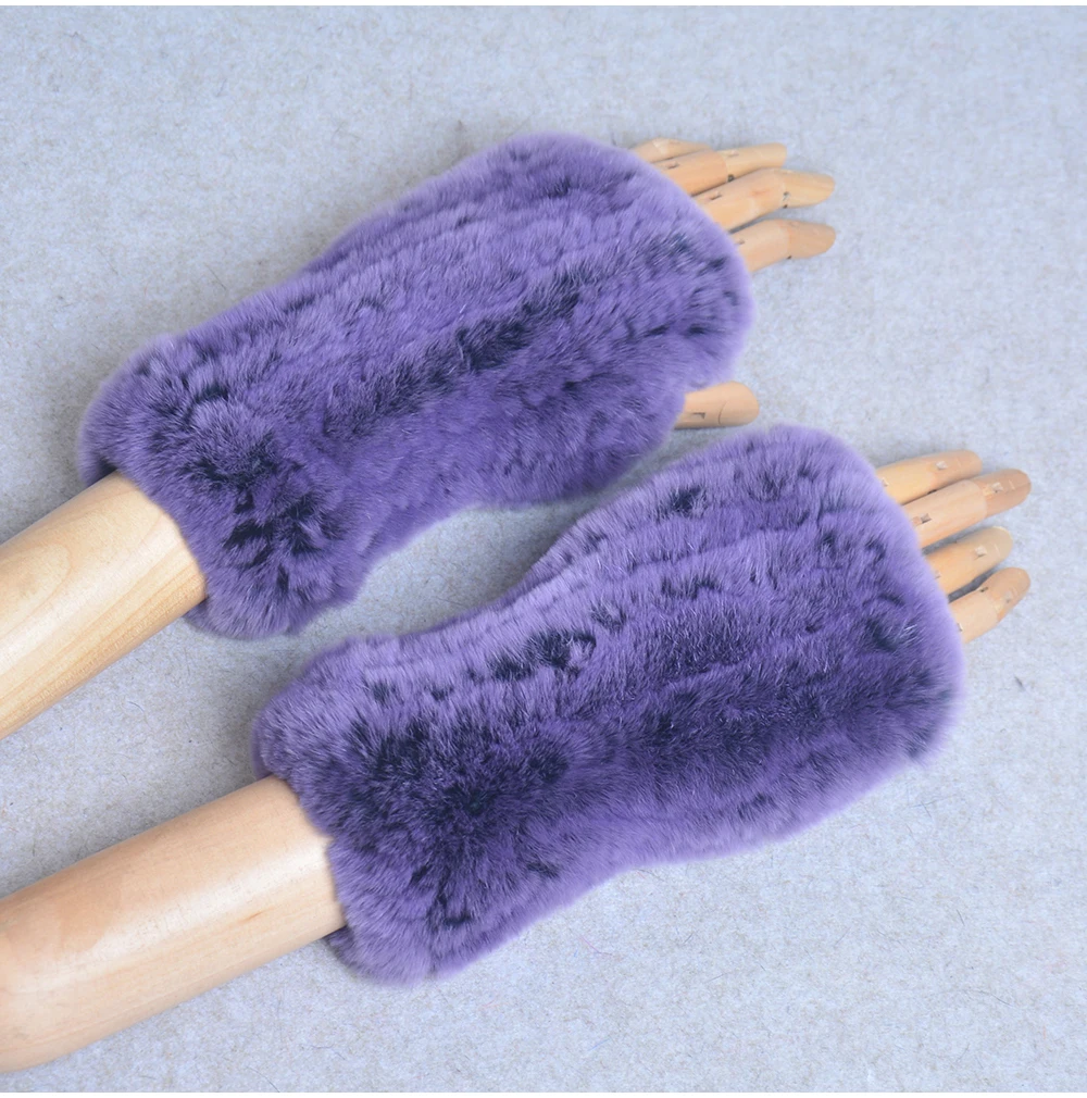 New Style Winter Girl Natural Real Rex Rabbit Fur Gloves Good Elastic Knitted Rabbit Fur Mittens Lady Real Rex Rabbit Fur Gloves