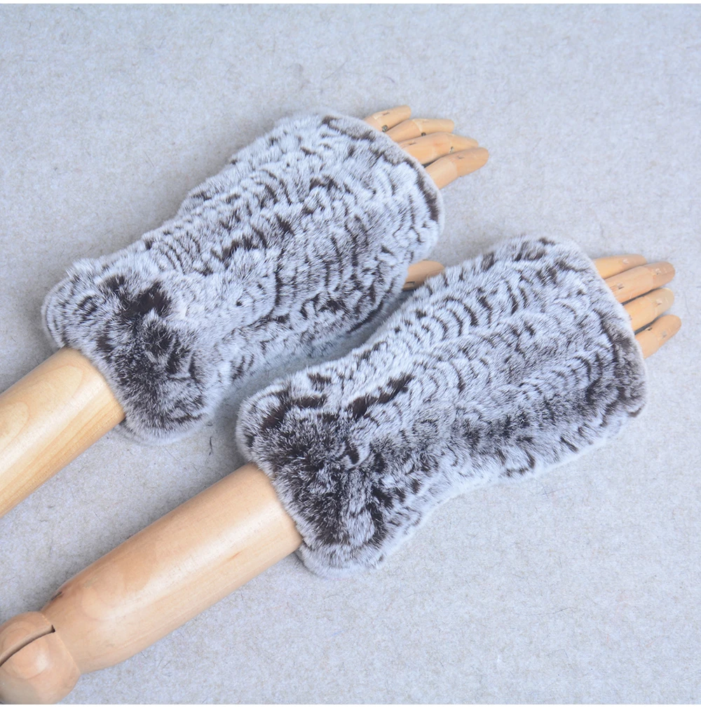 New Style Winter Girl Natural Real Rex Rabbit Fur Gloves Good Elastic Knitted Rabbit Fur Mittens Lady Real Rex Rabbit Fur Gloves