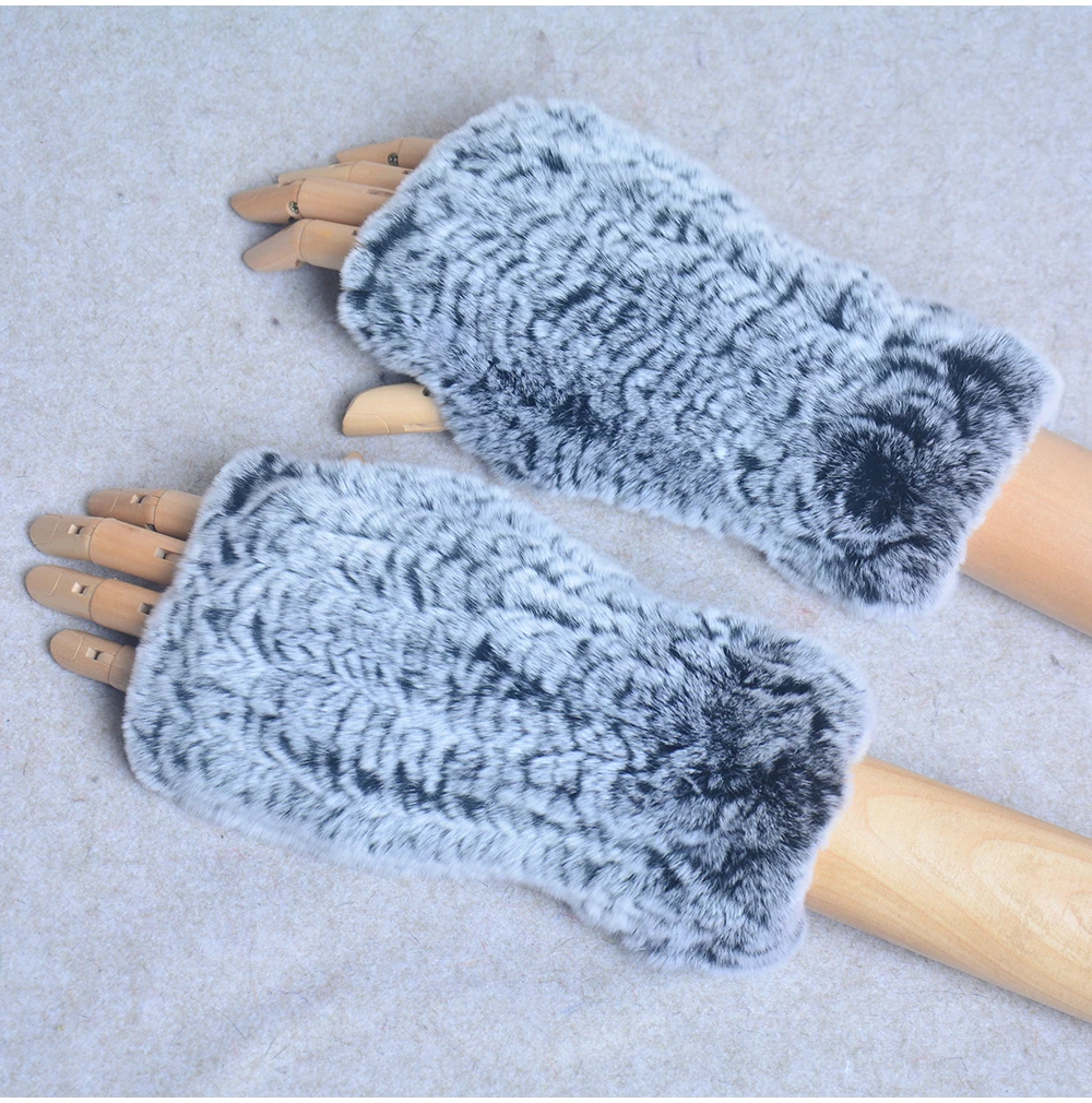 New Style Winter Girl Natural Real Rex Rabbit Fur Gloves Good Elastic Knitted Rabbit Fur Mittens Lady Real Rex Rabbit Fur Gloves