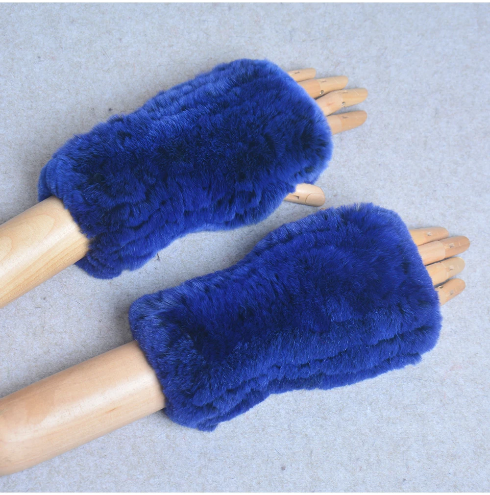 New Style Winter Girl Natural Real Rex Rabbit Fur Gloves Good Elastic Knitted Rabbit Fur Mittens Lady Real Rex Rabbit Fur Gloves