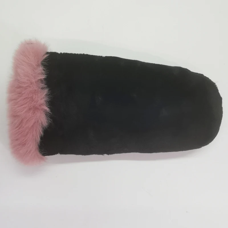 Women's Winter Sheepskin Thickened Gloves, Imitation Rex Rabbit Fur Cuffs Warmth, Mittens Cute Furry Outdoor Sport Female Gloves