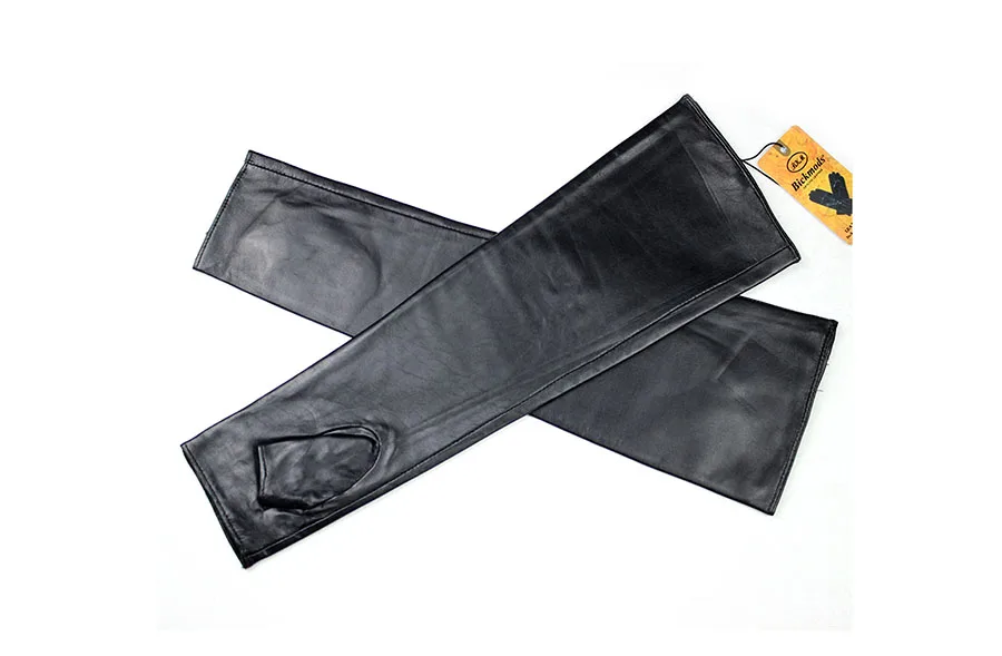 Long Sheepskin Fingerless Gloves Women's Half Finger Gloves Ladies Fashion All-match Autumn Warm Leather Sleeves
