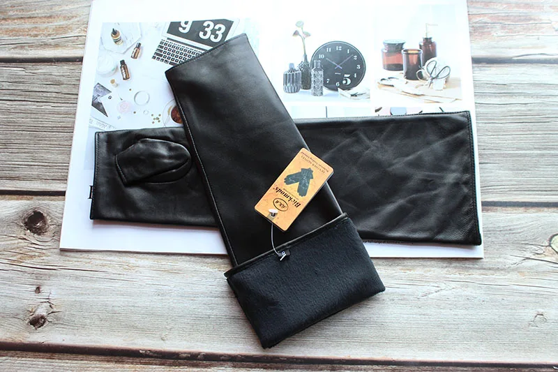 Long Sheepskin Fingerless Gloves Women's Half Finger Gloves Ladies Fashion All-match Autumn Warm Leather Sleeves