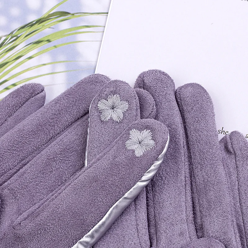 Fashion Outdoor Cycling Warm Gloves For Female Winter Plus Velvet Thicken Windproof Coldproof Touch Screen Driving Mittens