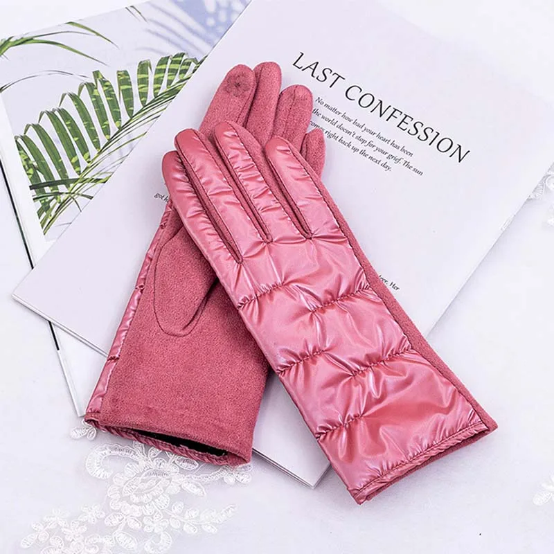 Fashion Outdoor Cycling Warm Gloves For Female Winter Plus Velvet Thicken Windproof Coldproof Touch Screen Driving Mittens