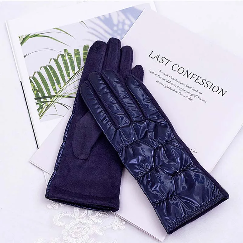 Fashion Outdoor Cycling Warm Gloves For Female Winter Plus Velvet Thicken Windproof Coldproof Touch Screen Driving Mittens