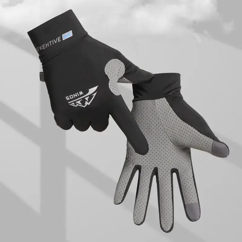 Cycling Gloves Ice Silk Anti-UV Sunscreen Outdoor Fishing Driving Gloves Anti-Slip Full Finger Breathable Unisex Riding Gloves