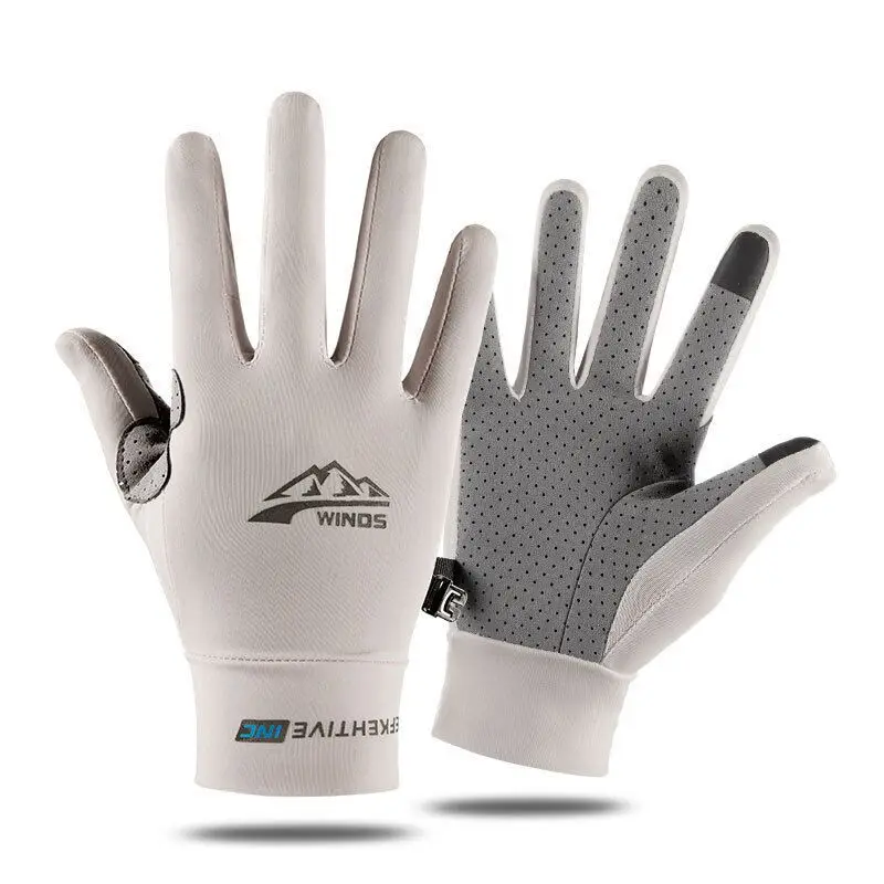 Cycling Gloves Ice Silk Anti-UV Sunscreen Outdoor Fishing Driving Gloves Anti-Slip Full Finger Breathable Unisex Riding Gloves