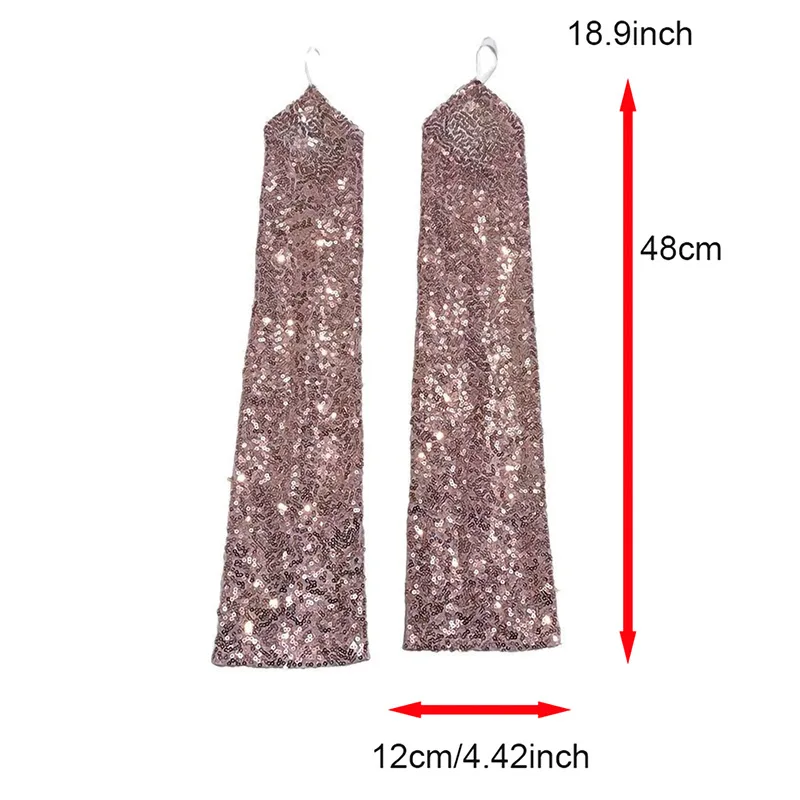 Sexy Glittering Sequin Hook Gloves for Women Cosplay Party Dinner Nightclub Stage Performance Wedding Long Fingerless Gloves