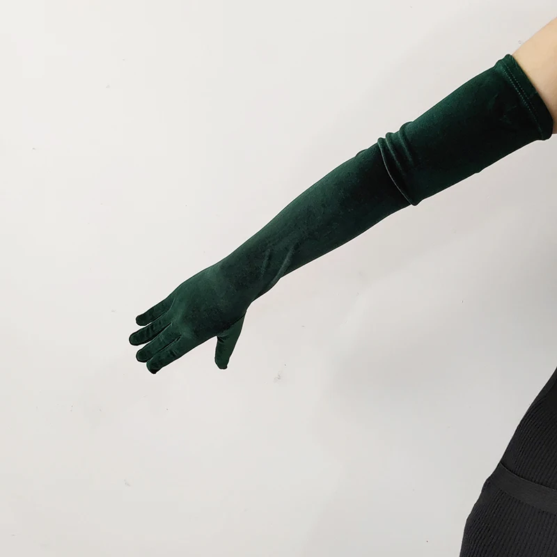 44cm 52cm 65cm Autumn Winter Warm Women Banquet Opera Solid Long Gold Velvet Gloves Retro Elegant Soft Tight Not Bloated Elastic