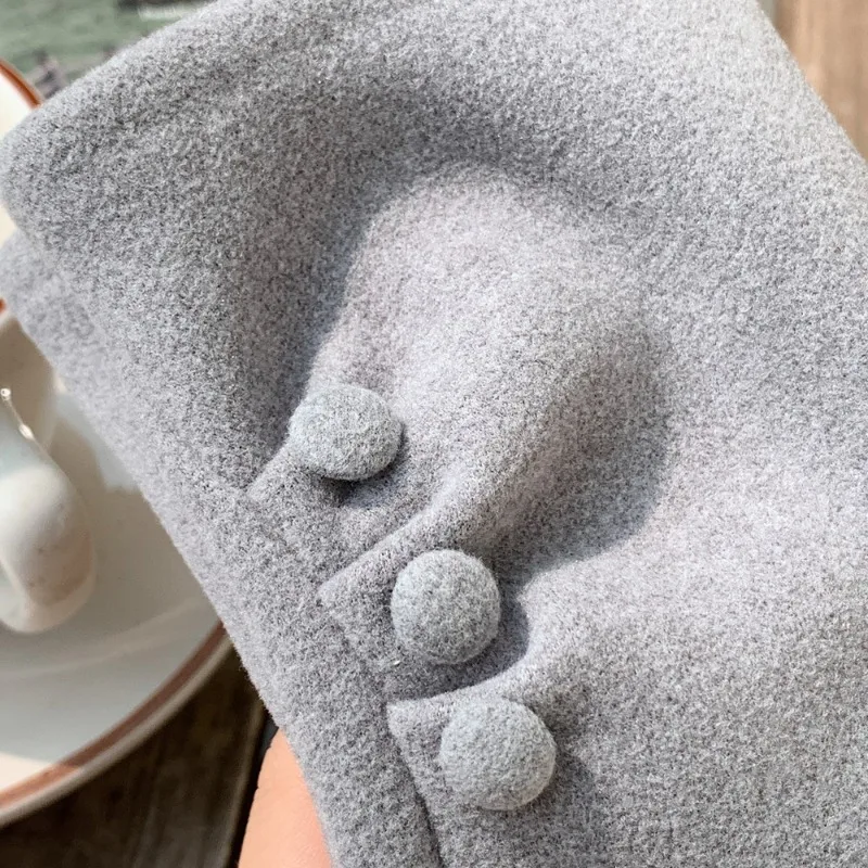 Fashion Simple Style Women Winter Keep Warm Touch Screen Thickened Button Decoration Gloves Outdoor All Match Windproof