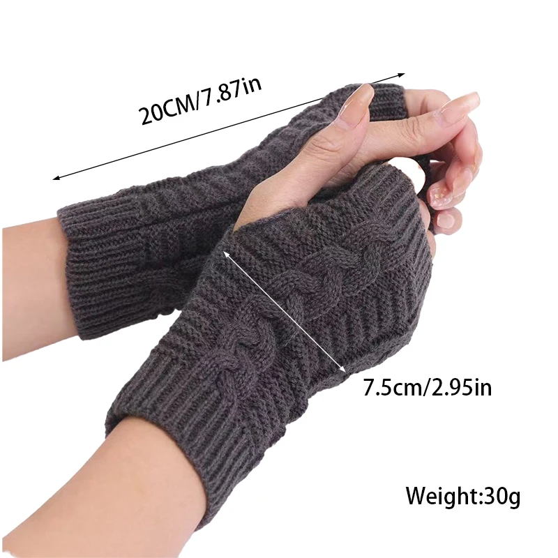 Women Twist Pattern Crochet Knit Fingerless Gloves Faux Wool Hand Warmers Stylish Knitting Arm Mittens Ladies Winter Gloves 2026