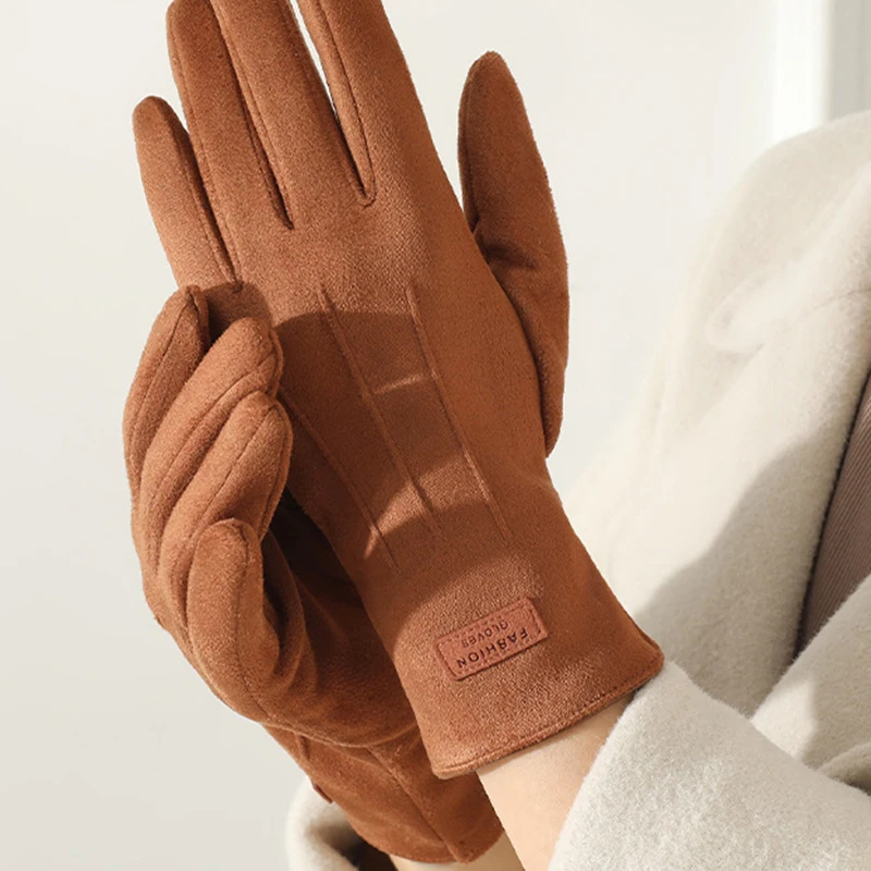 Women Autumn Winter Thin Not Bloated Suede Gloves Winter Keep Warm Touch Screen Elasticity Windproof Elasticity
