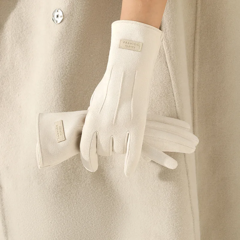 Women Autumn Winter Thin Not Bloated Suede Gloves Winter Keep Warm Touch Screen Elasticity Windproof Elasticity